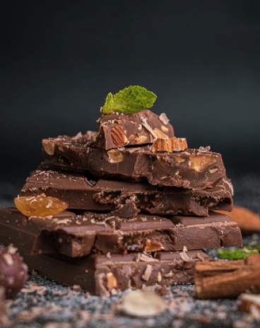 chocolate cubes with raisins